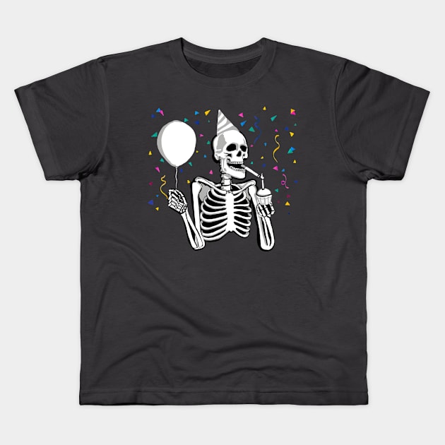 Skeleton party - this celebration is totally dead - phantom fiesta Kids T-Shirt by SmerkinGherkin